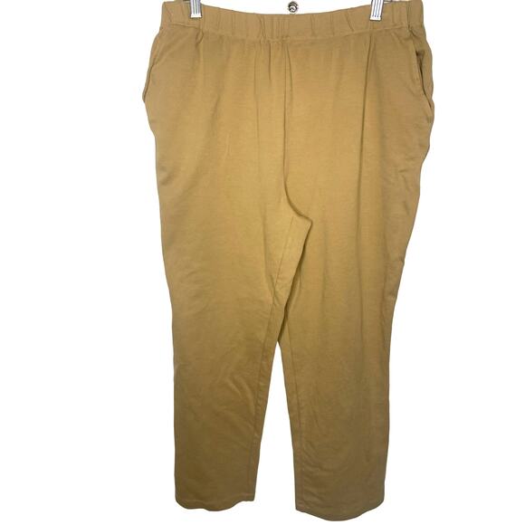 Lands' End Sport Yoga Knit Pants Large Womens Tan Jogger Pull On Athleisure HR - Picture 2 of 10
